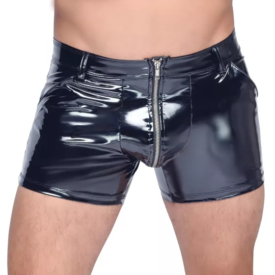 Black Level - pánske latexové šortky s bočnými vreckami - čierne - XL