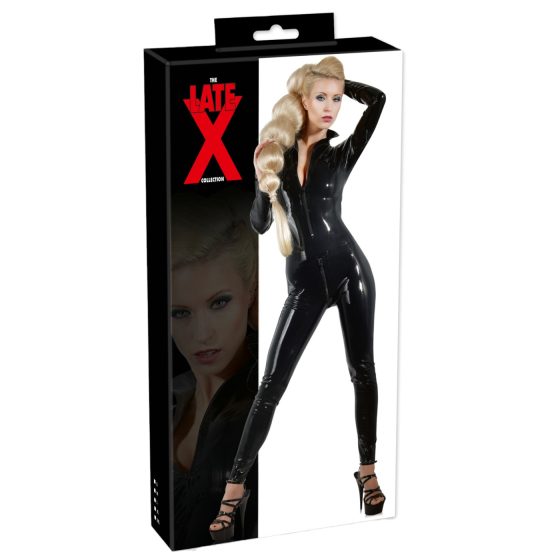 Latexový dlhý rukáv overal pre ženy (čierny)