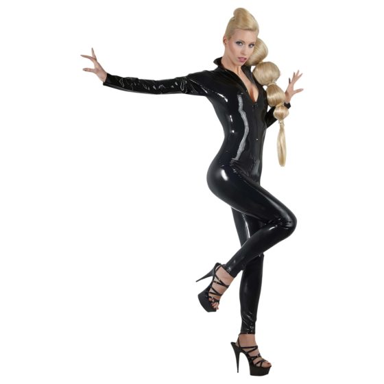 Latexový dlhý rukáv overal pre ženy (čierny)