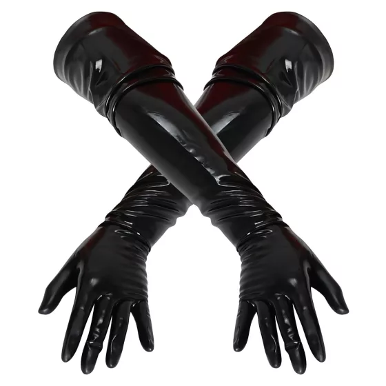 LATEX - dlhé unisex rukavice - latex čierne - M