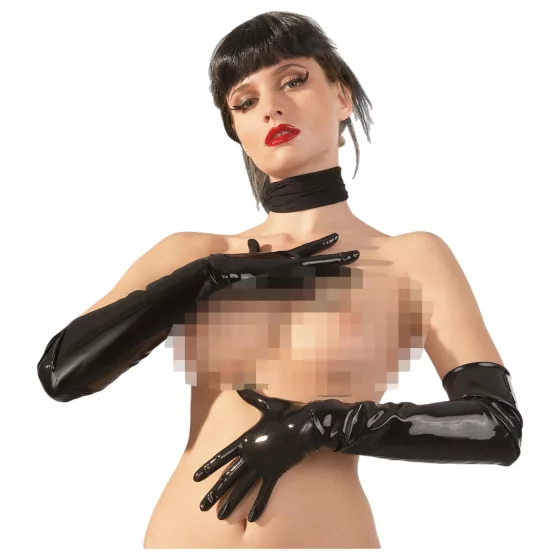 LATEX - dlhé unisex rukavice - latex čierne - L