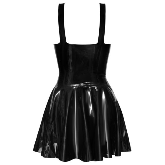 LATEX - mini šaty s volánovou sukňou (čierne)