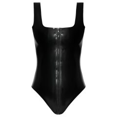 LATEX - celotelové latexové body so zipsom (čierne)