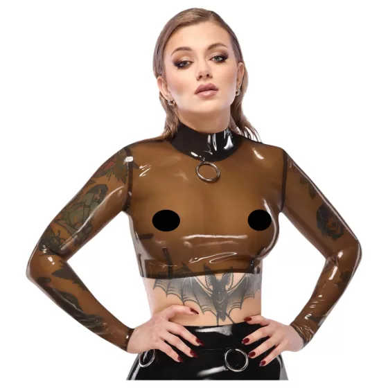 LATEX - latexový top - priehľadný - čierny - L