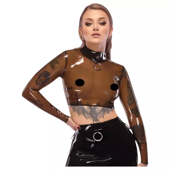 LATEX - latexový top - priehľadný - čierny - XL