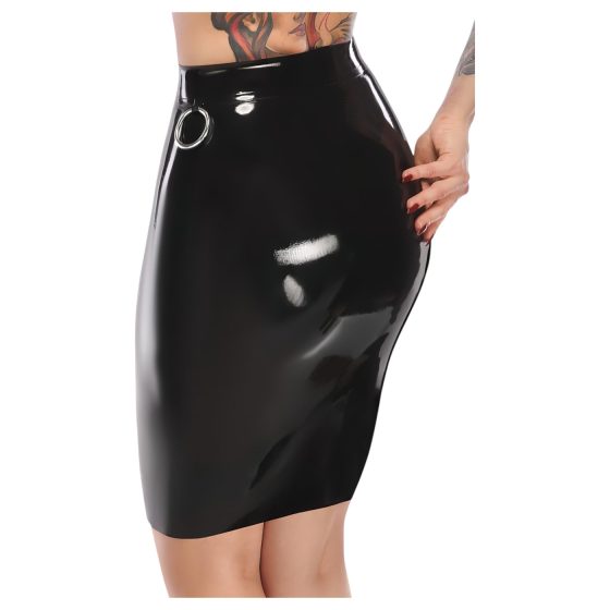 LATEX - latex midi sukňa (čierna)
