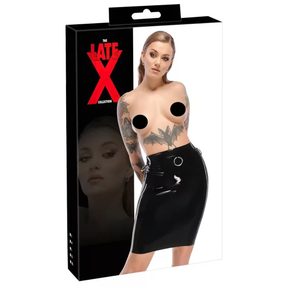 LATEX - latexová midi sukňa (čierna) - XL