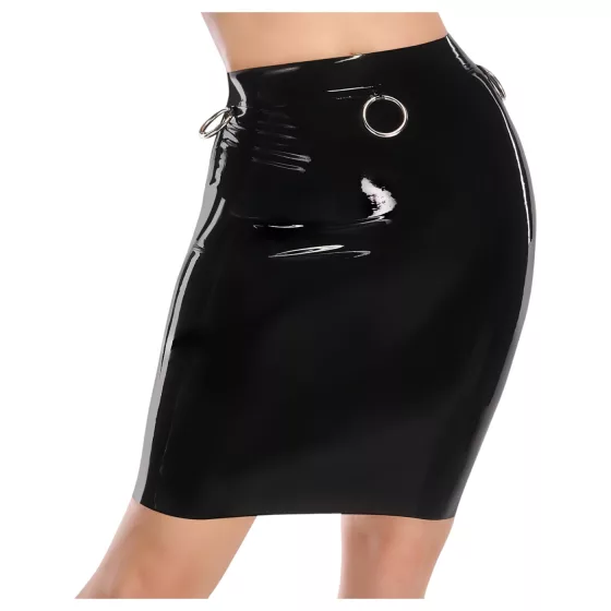 LATEX - latexová midi sukňa (čierna) - XL