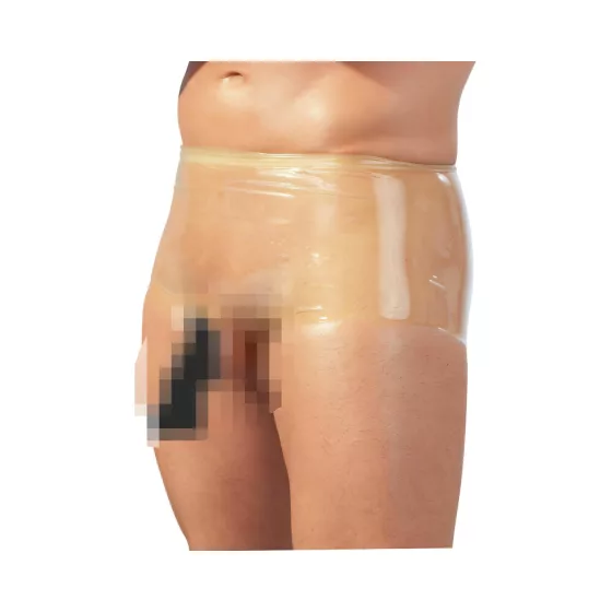 LATEX - boxerky s návlekom na penis - latex - prírodná farba - L/XL