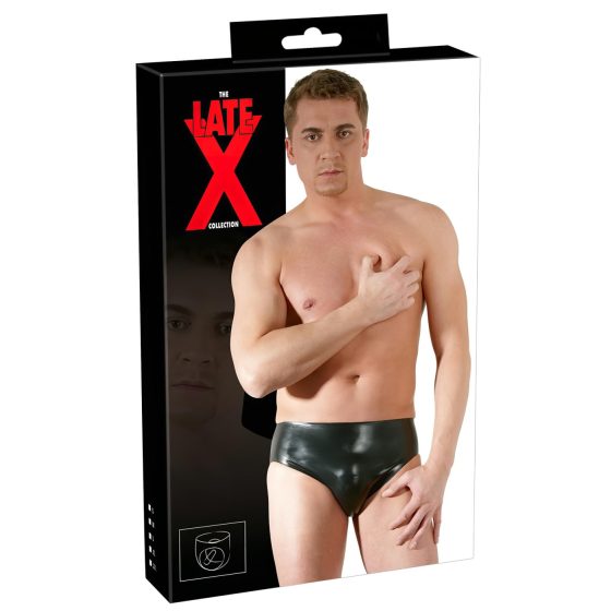 LATEX - pánske spodné prádlo s vnútorným análnym dildom (čierne)