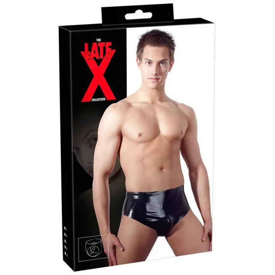 LATEX - pánske boxerky s vnútorným análnym dildom - čierne - XL