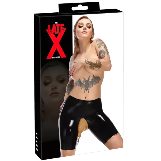 LATEX - Latex nohavičky s výpusťou (čierne) - XL