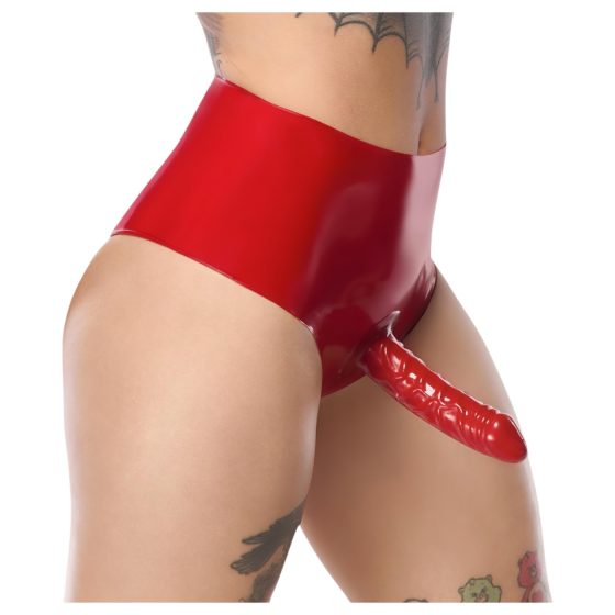 LATEX - realistické dildo so základňou (červené)