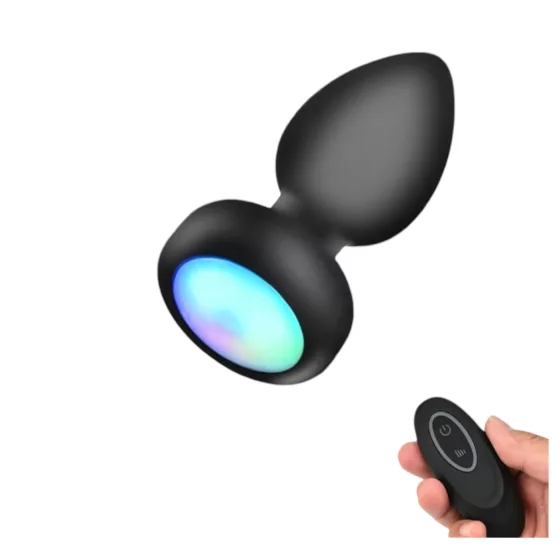 Mrow - análny vibrátor s diaľkovým ovládaním a svetlom - čierny