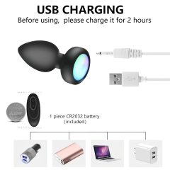 Mrow - žiarivý rádiový análny vibrátor (čierny)