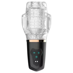   Funny Me Rocket Cup - masturbátor s vibráciou a saním - priehľadný/čierny