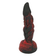   OgazR Hell Dong - drážkované dildo s lepiacimi vankúšikmi - 20 cm (čierno-červené)