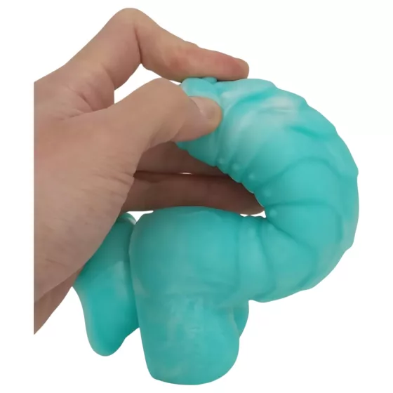 OgazR Sea Serpent - realistický dildo - výrazné drážky - 17 cm modro-biela