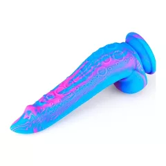   Inkipus - dildó so semenníkmi - silikón - 18 cm - modro-ružový