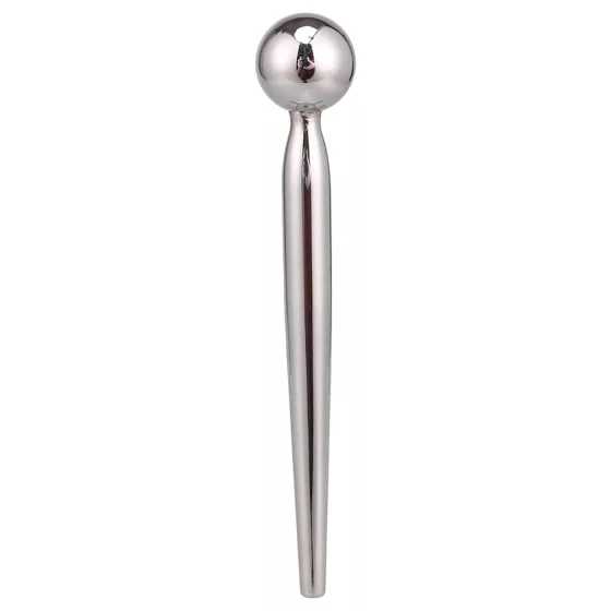 FukR - dilatátor do penisu s guľôčkami - kovový - 8 cm - strieborný