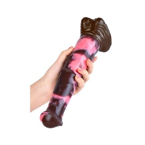 Silný žrebec - silikónové dildo 24 cm (hnedo-ružové)