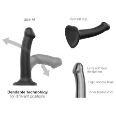 Strap-on-me Dual S - dvojvrstvové dildo (čierne)