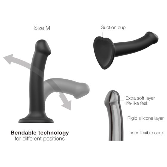 Strap-on-me Dual S - dvojvrstvové dildo (čierne)