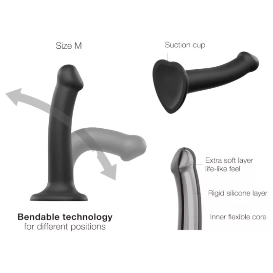 Strap-on-me - dvojitý dildo - dvojvrstvový silikón - čierny