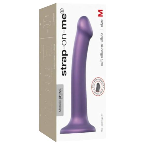 Strap-on-me Metallic Shine M - pokožke príjemné dildo (kovovo fialová)