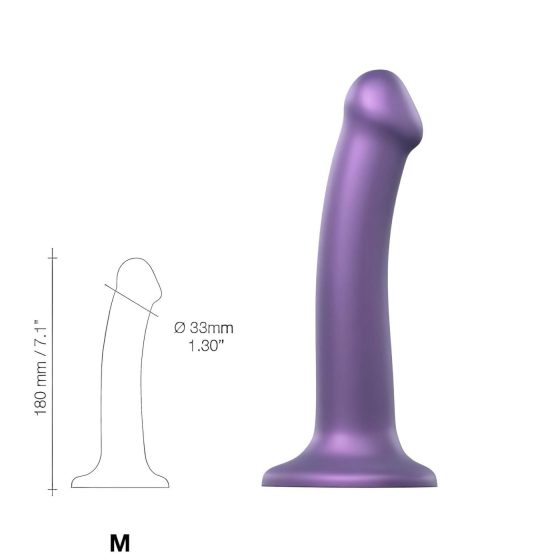 Strap-on-me Metallic Shine M - pokožke príjemné dildo (kovovo fialová)