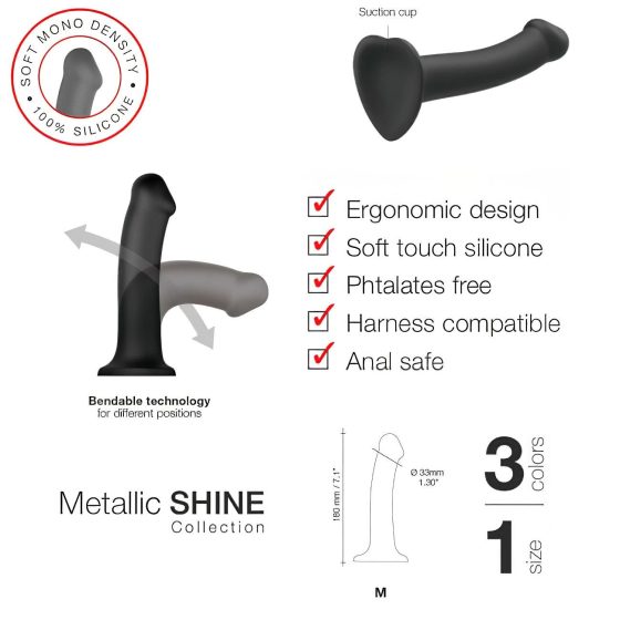 Strap-on-me Metallic Shine M - pokožke príjemné dildo (kovovo fialová)
