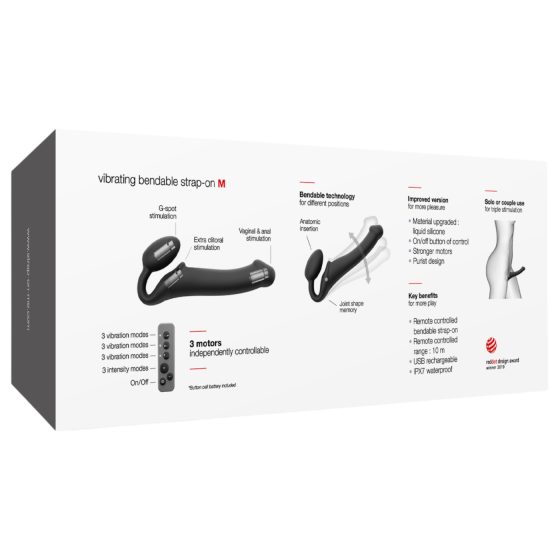 Strap-on-me M - pripínací vibrátor - stredný (čierny)