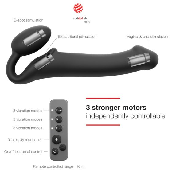 Strap-on-me M - pripínací vibrátor - stredný (čierny)