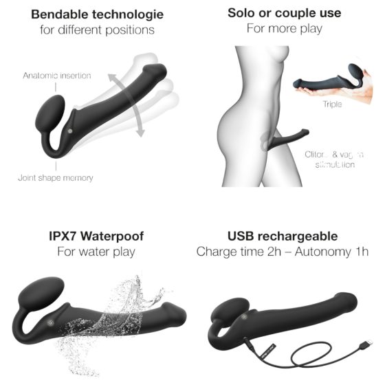 Strap-on-me M - pripínací vibrátor - stredný (čierny)
