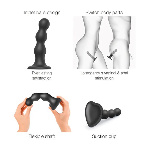 Strap-on-me Balls M – guľôčkový prísavkový dildo (čierny)