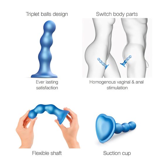 Strap-on-me Balls S - guľôčkový, prísavkový dildo (modrý)