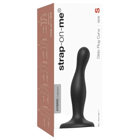 Strap-on-me Curvy S - vlnitý silikónový dildo s prísavkou (čierny)