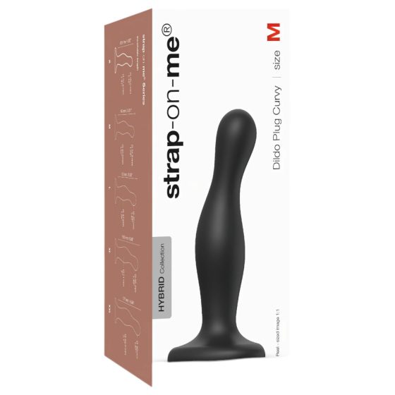 Strap-on-me Curvy M - vlnitý prísavkový dildo (čierny)