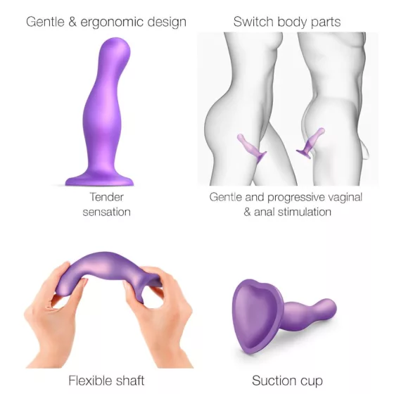 Strap-on-me Curvy S - vlnitý dildo s prísavkou (fialový)