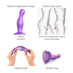 Strap-on-me Curvy M - vlnitý, s prísavkou dildo (fialová)