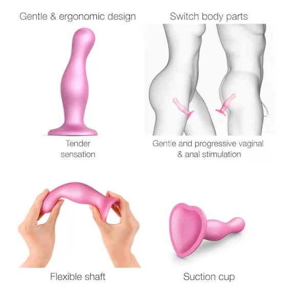 Strap-on-me Curvy S - zvlnené dildo s prísavkou (ružové)