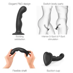 Strap-on-me - dildo s prísavkou - zahnuté - čierne