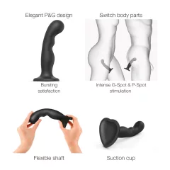 Strap-on-me P&G L - ohybný dildo s prísavkou - čierny
