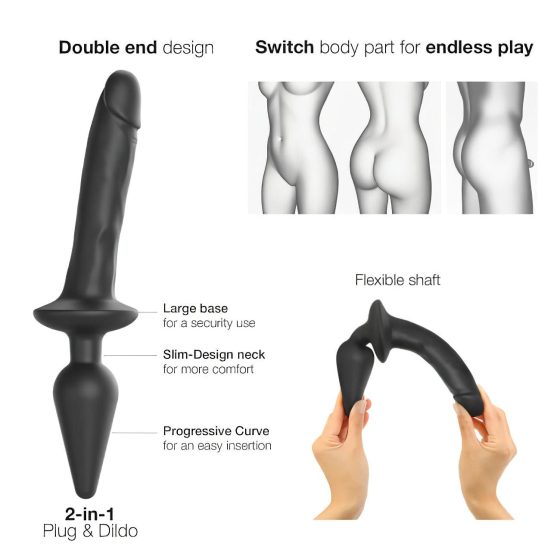 / Strap-on-me Swith Realistic XXL - 2v1 silikónové dildo (čierne)