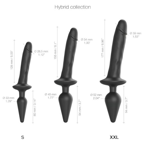 / Strap-on-me Swith Realistic XXL - 2v1 silikónové dildo (čierne)