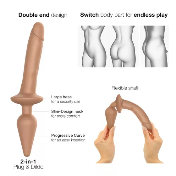/ Strap-on-me Switch Realistický S - 2v1 silikónový dildo (prírodný)