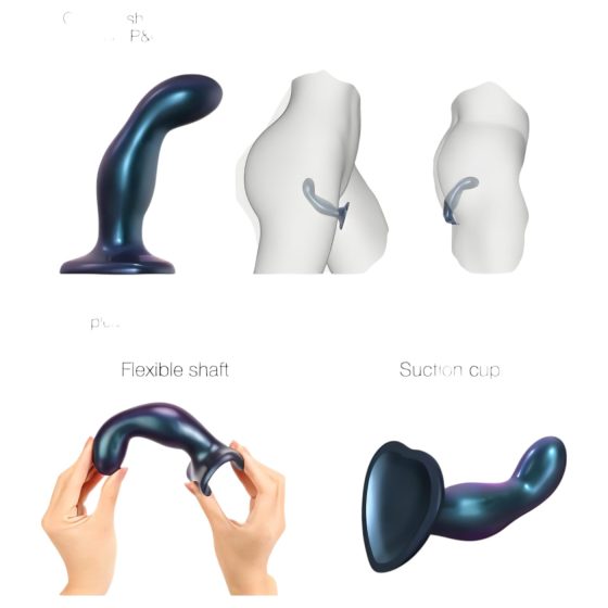 Strap-on-me Snaky M - zakrivené análne dildo (modré)
