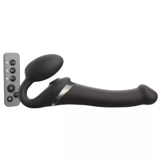 Strap-on-me - pripínací vibrátor s pulznými vlnami - čierny - veľkosť M