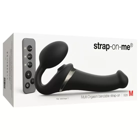 Strap-on-me - pripínací vibrátor s pulznými vlnami - čierny - veľkosť M