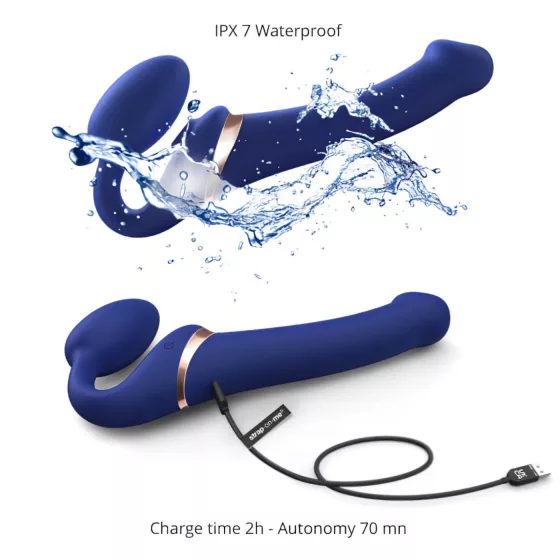 Strap-on-me S - pripínací, vzduchovými vlnami stimulujúci vibrátor - (modrý)